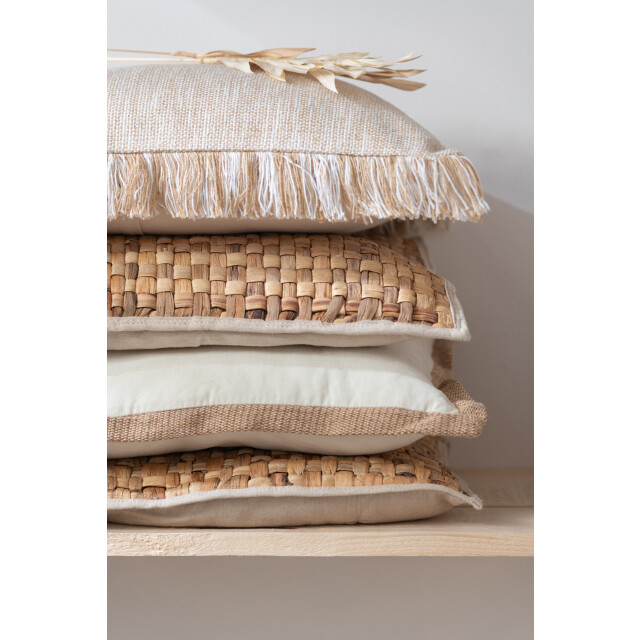 J-Line kussen vierkant 1 zijkant riet/textiel small 45x45x11cm 3001340 large