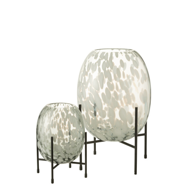 J-Line vaas op voet spikkel glas /wit large 23x23x37cm 2997601 large