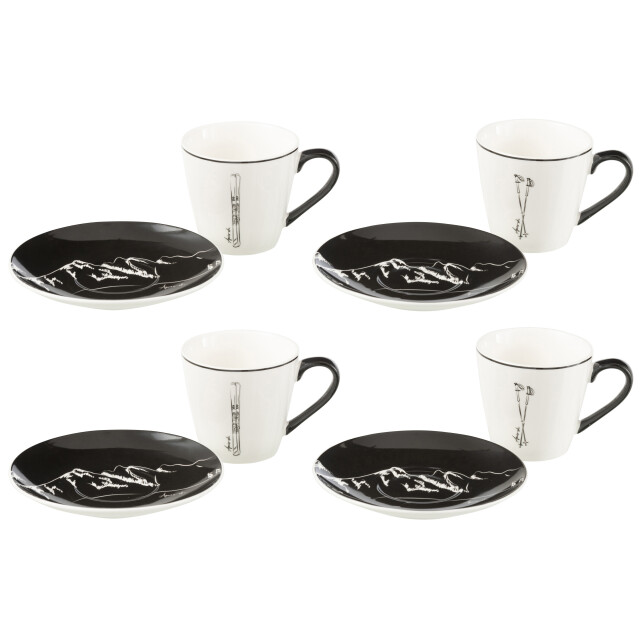 J-Line doos 4 thetassen + schotels cadeaudoos keramiek /wit large - 3015467 large