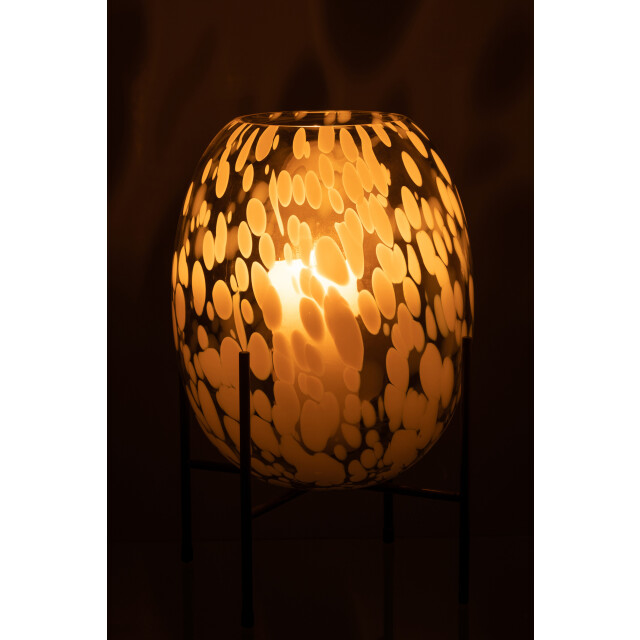 J-Line vaas op voet spikkel glas /wit large 23x23x37cm 2997601 large