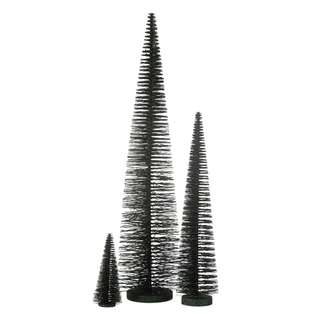 J-Line kerstboom decoratief glitter plastiek donker large 15x15x61cm 3009850 large
