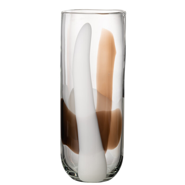J-Line vaas iggy glas wit/bruin large 14x14x37cm 2997824 large