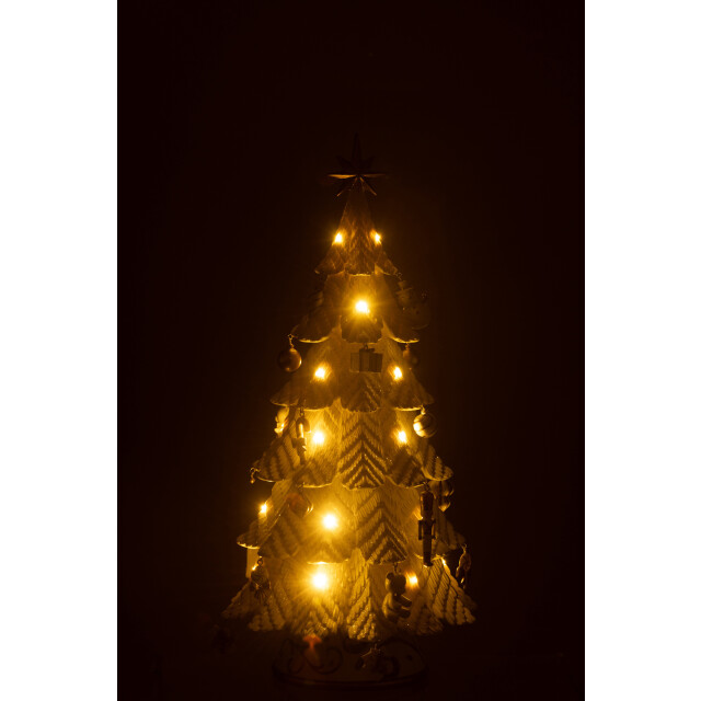 J-Line kerstboom led ornamenten resine wit/goud small 24.5x24.5x51.5cm 3010205 large