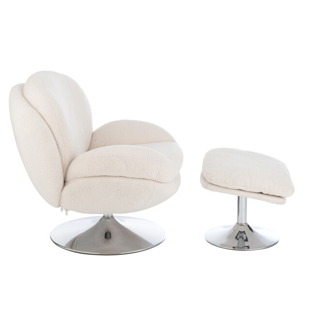 J-Line relax zetel+ voetbank metaal/multiplex creme/zilver 88.5x83.5x83.5cm 3002361 large