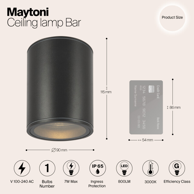 Maytoni Outdoor plafondlamp bar grafiet Ø9 2994864 large