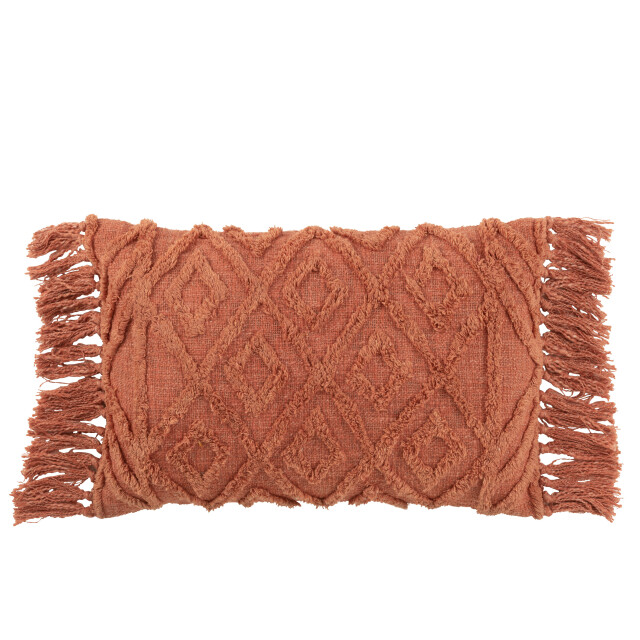 J-Line kussen kwastje katoen terracotta lang 78x37x14cm 3001379 large