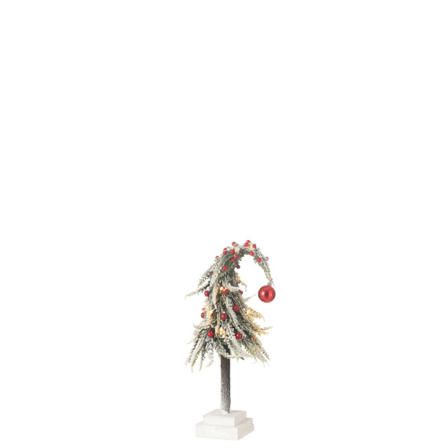 J-Line kerstboom muts+led kunststof sneeuw groen/ small 15x15x45cm 3010065 large