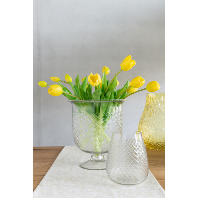 J-Line vaas geruit glas medium 18x18x25cm 2997919 large