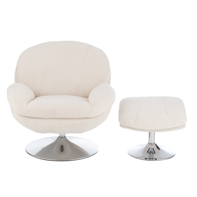 J-Line relax zetel+ voetbank metaal/multiplex creme/zilver 88.5x83.5x83.5cm 3002361 large