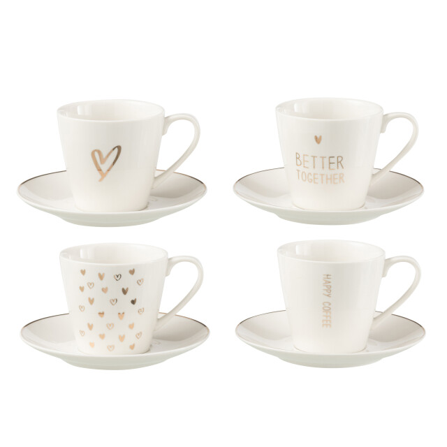 J-Line doos 4 thetassen + schotels hart cadeaudoos keramiek large - 3015471 large