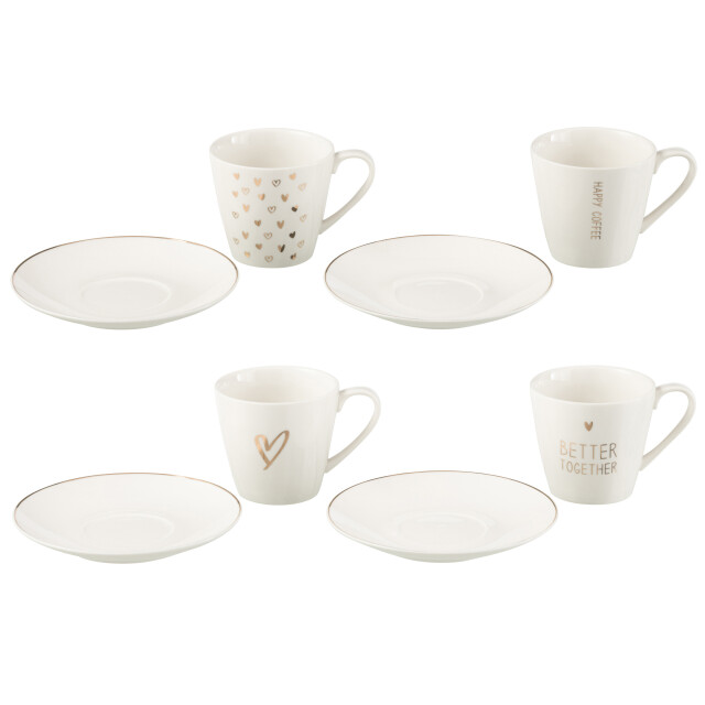 J-Line doos 4 thetassen + schotels hart cadeaudoos keramiek large - 3015471 large