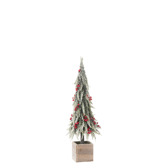 J-Line kerstboom+led kunststof sneeuw groen/ medium 16x16x60cm 3010037 large