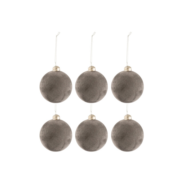 J-Line doos van 6 kerstballen fluweel glas small 8x8x8cm 3006151 large