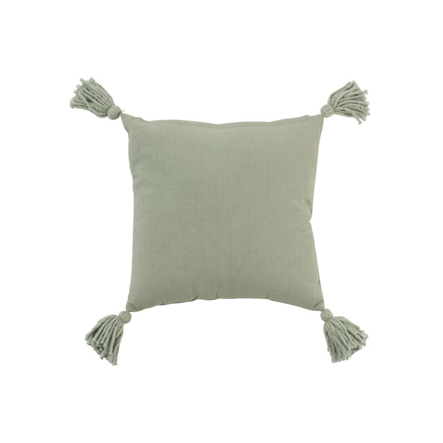 J-Line kussen kwast vierkant katoen munt 45x45x11cm 3003670 large
