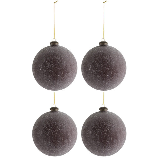 J-Line doos van 4 kerstbal parels glas bordeaux large 12x12x12cm 3010941 large