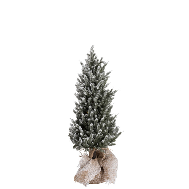 J-Line kerstboom+led+pot jute plastiek besneeuwd medium 29x29x58cm 3010888 large