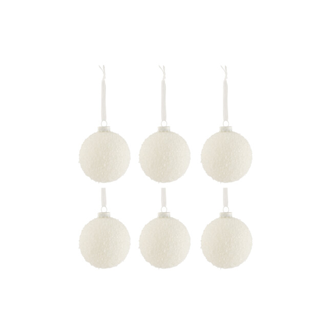 J-Line doos van 6 kerstballen besneeuwd glas small 8x8x8cm 3006074 large