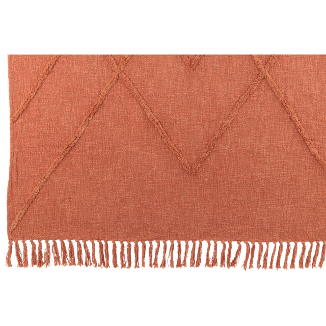 J-Line jete de lit floches coton terracotta 190x56x1cm 3001380 large