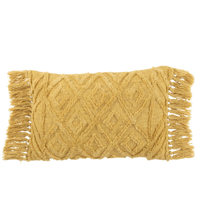 J-Line kussen kwastje katoen mosterd lang 78x40x15cm 3001375 large