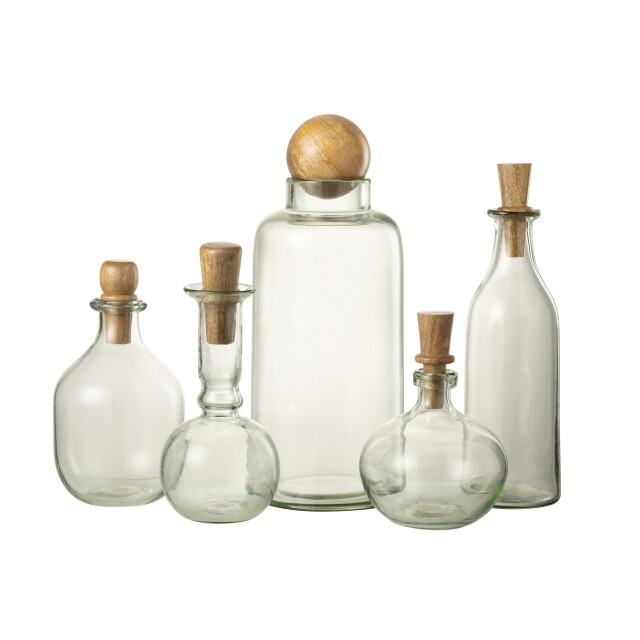 J-Line vaas bol kurk glas/hout 16x16x36.5cm 2997811 large
