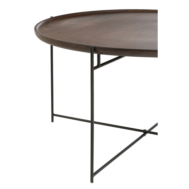 J-Line tafel rond ijzer/mangohout /zwart 80x80x42cm 3004122 large