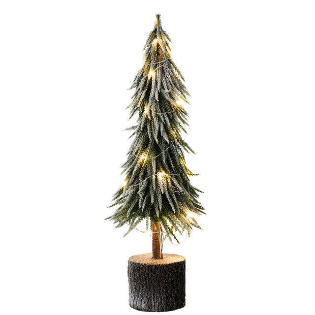 J-Line kerstboom a+led kunststof sneeuw large 13x13x60cm 3010032 large