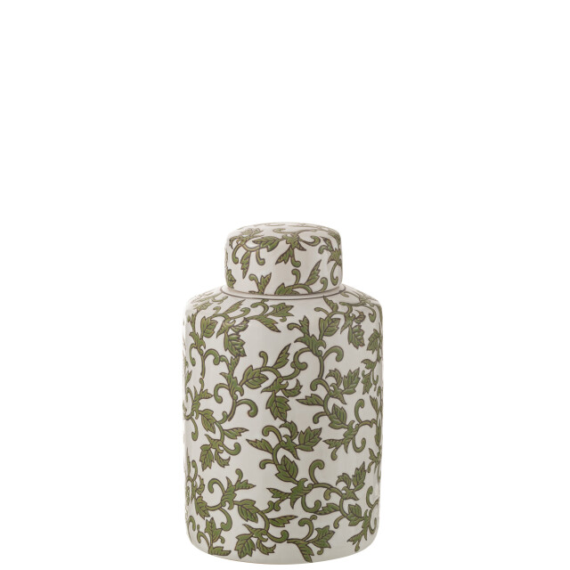 J-Line kan decoratief yezi porselein groen/wit large 20x20x30.5cm 3002620 large
