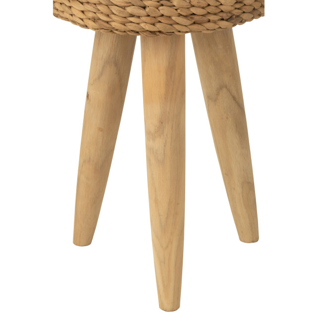 J-Line kruk rond teakhout/waterhyacint natuur 30x30x40cm 3002149 large
