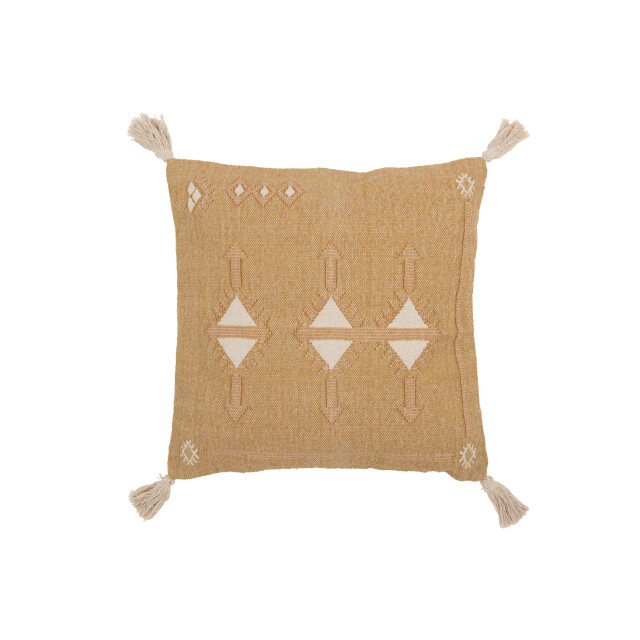 J-Line kussen driehoeken+kwastjes katoen natural/wit 50x15x50cm 3065776 large
