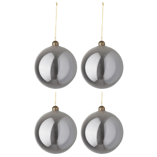 J-Line doos van 4 kerstbal effen glas parel large 12x12x12cm 3010914 large