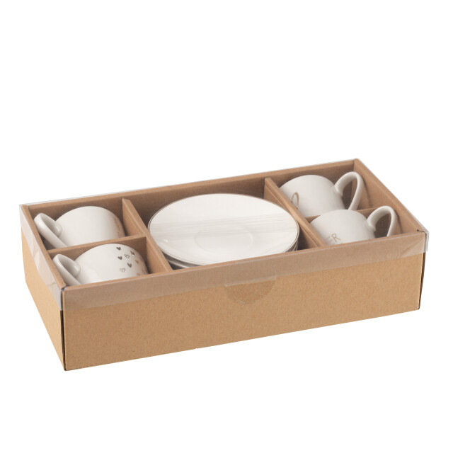J-Line doos 4 thetassen + schotels hart cadeaudoos keramiek large - 3015471 large