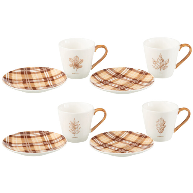 J-Line doos 4 thetassen + schotel blad cadeaudoos keramiek large - 3015465 large