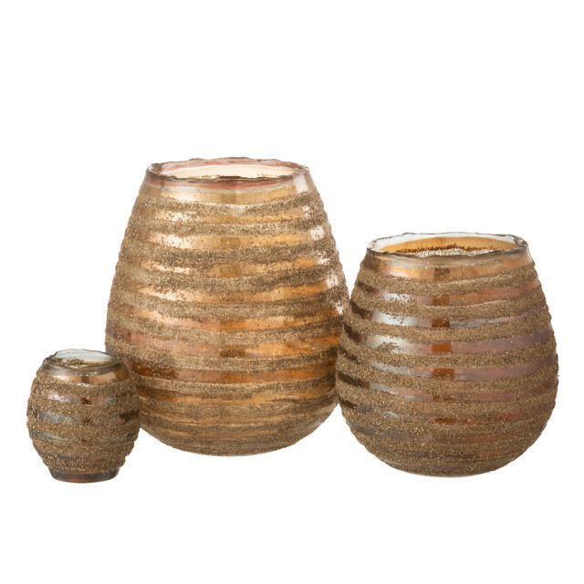 J-Line theelichthouder streep rond glas large 20x20x23cm 3013796 large