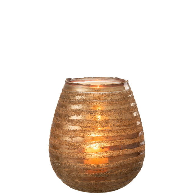 J-Line theelichthouder streep rond glas large 20x20x23cm 3013796 large