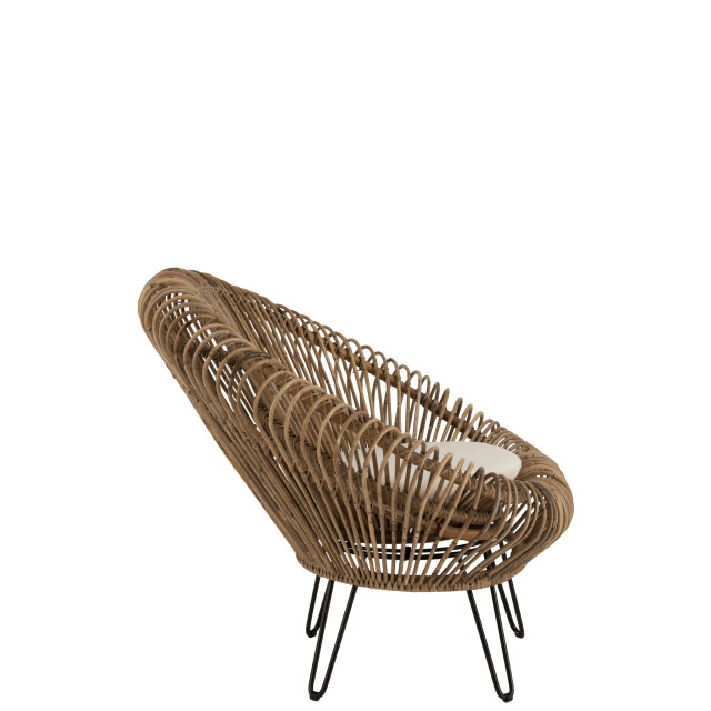 J-Line stoel lounge vivi met kussen rotan/ijzer 104x82x96cm 3000389 large