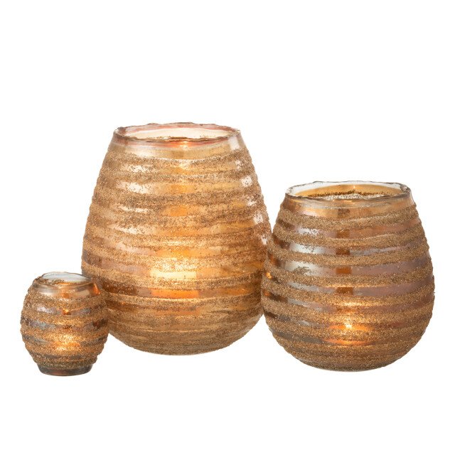 J-Line theelichthouder streep rond glas large 20x20x23cm 3013796 large