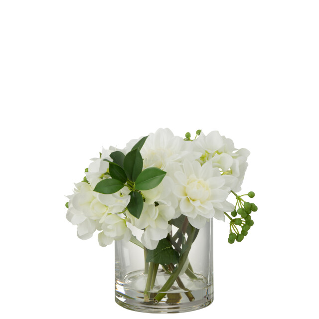 J-Line dahlia hydrangea in vaas plastiek glas 28x23x23.5cm 2997374 large