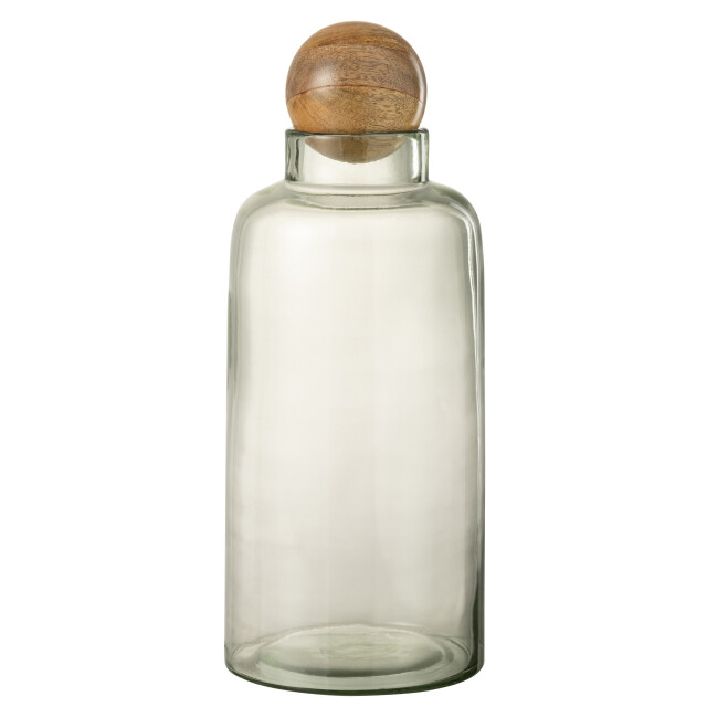 J-Line vaas bol kurk glas/hout 16x16x36.5cm 2997811 large
