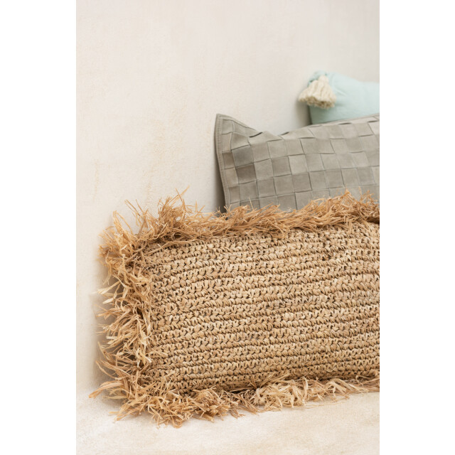 J-Line kussen rechthoekig raffia 47x35x10cm 3066113 large