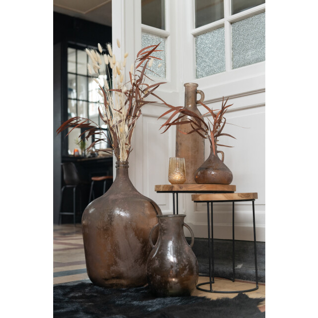 J-Line vaas fles met 2handvat glas oud roze 21.5x21.5x32.5cm 2997131 large