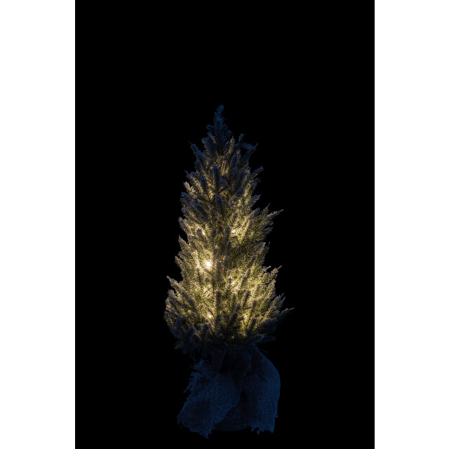 J-Line kerstboom+led+pot jute plastiek besneeuwd medium 29x29x58cm 3010888 large