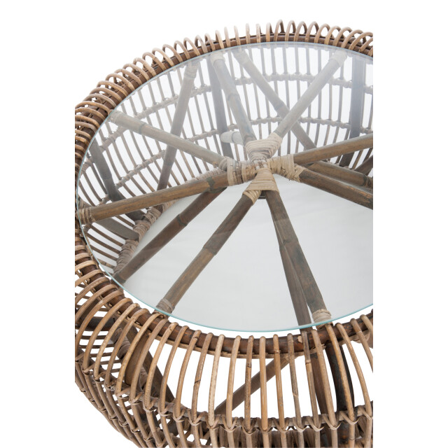 J-Line tafel rond rotan/glas 85x85x40cm 3004123 large