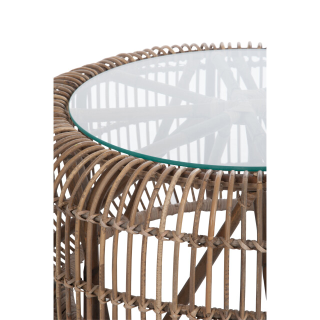 J-Line tafel rond rotan/glas 85x85x40cm 3004123 large
