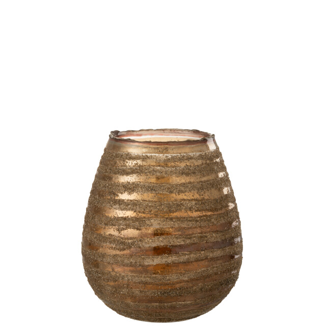 J-Line theelichthouder streep rond glas large 20x20x23cm 3013796 large