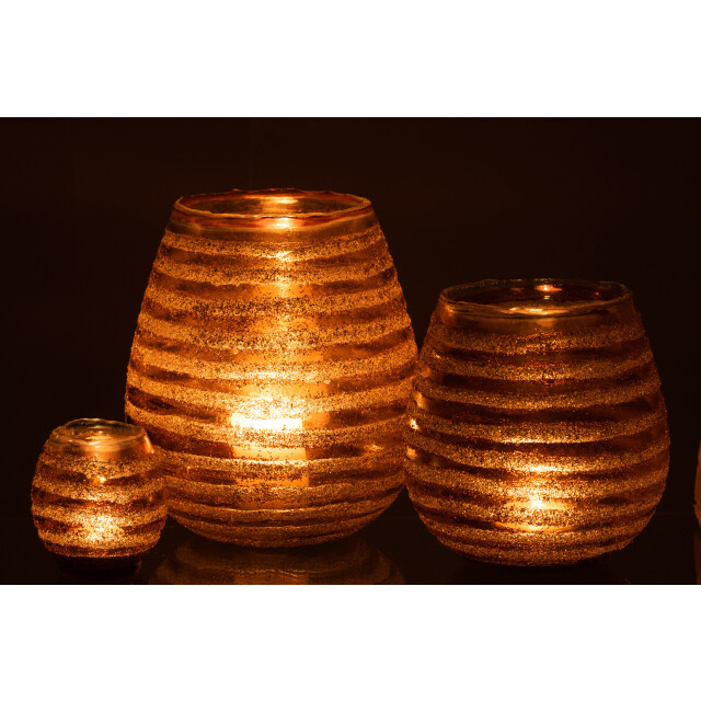 J-Line theelichthouder streep rond glas large 20x20x23cm 3013796 large