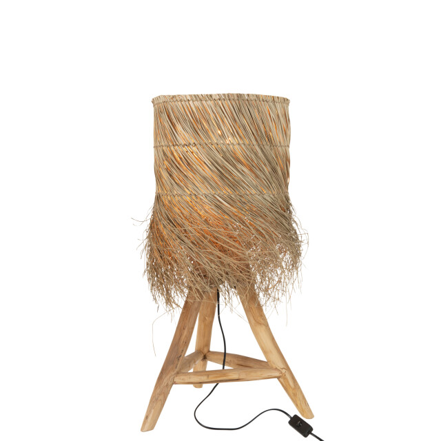 J-Line tafellamp rafi gras/teak hout 48x48x66.5cm 2999221 large