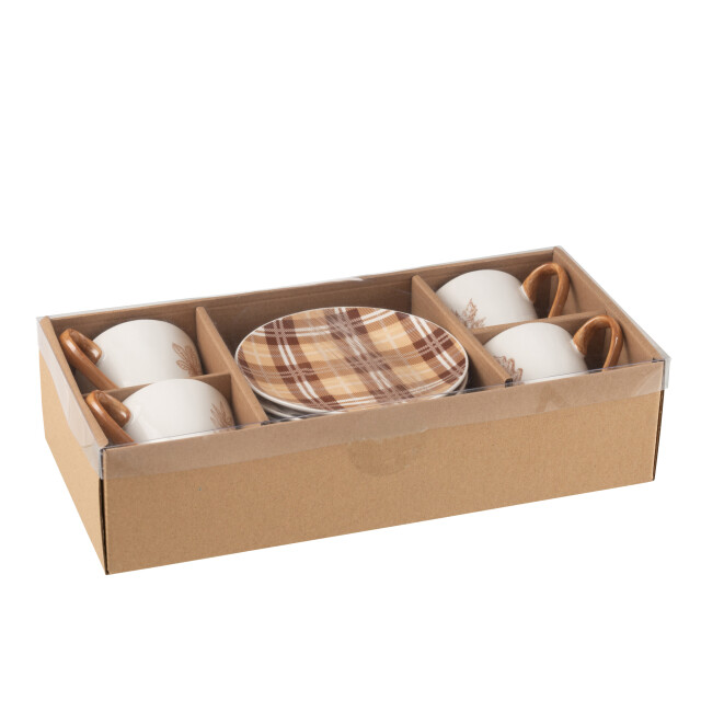 J-Line doos 4 thetassen + schotel blad cadeaudoos keramiek large - 3015465 large