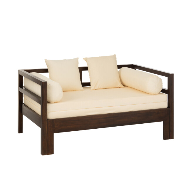J-Line fauteuil/bed conie matras+4kussens mango hout donker - 3000614 large
