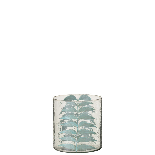 J-Line vaas blauw blad glas small 15x15x16cm 2997804 large
