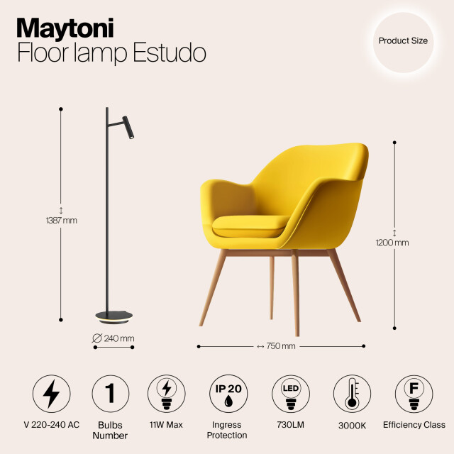 Maytoni vloerlamp estudo - 2994095 large